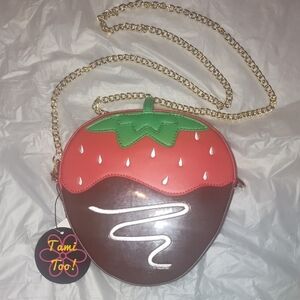 Red and Brown Crossbody Bag with Unique Design